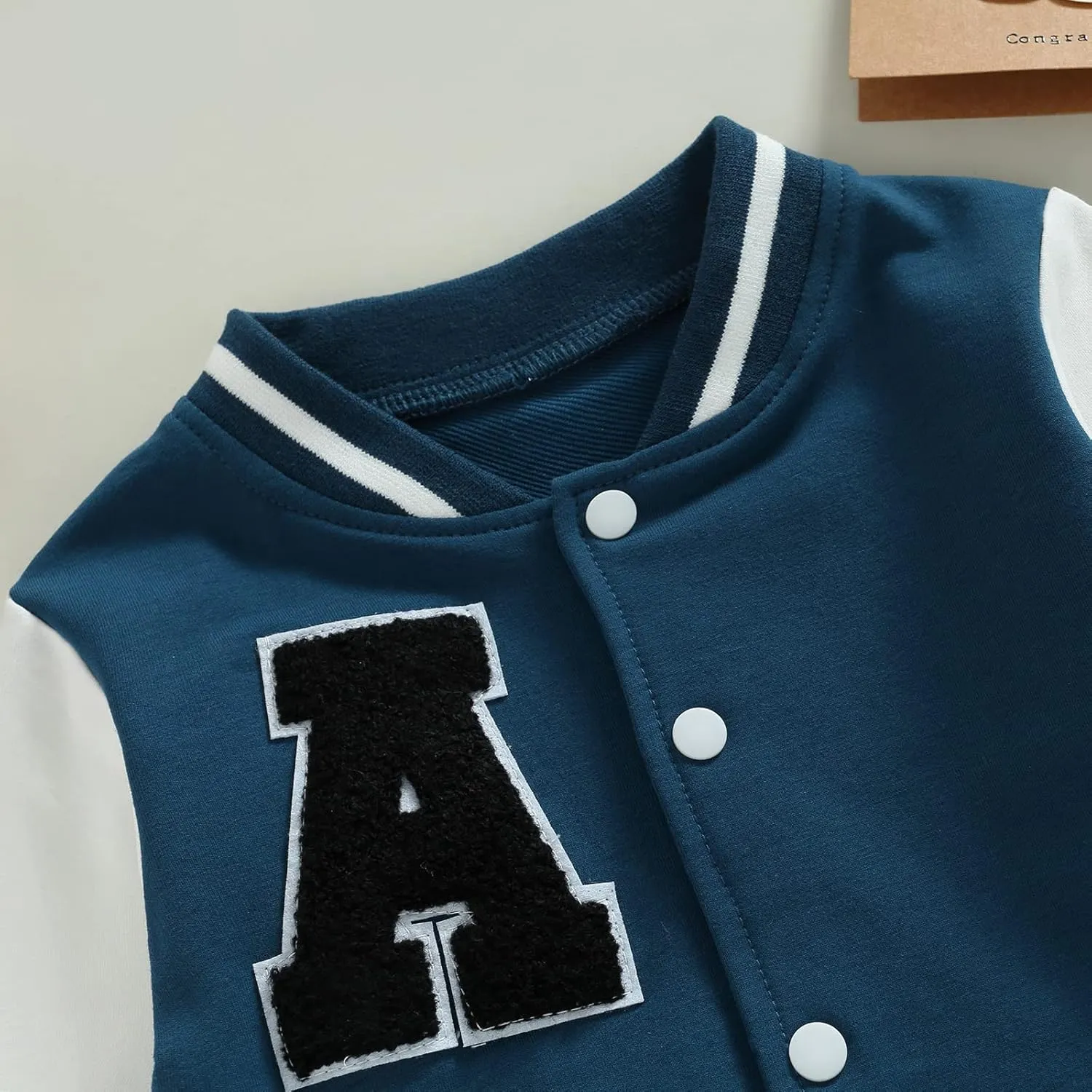 Baby Boy Girl Baseball Varsity Jacket Long Sleeve Button Down Letterman Bomber Outwear Coat Fall Winter Clothes