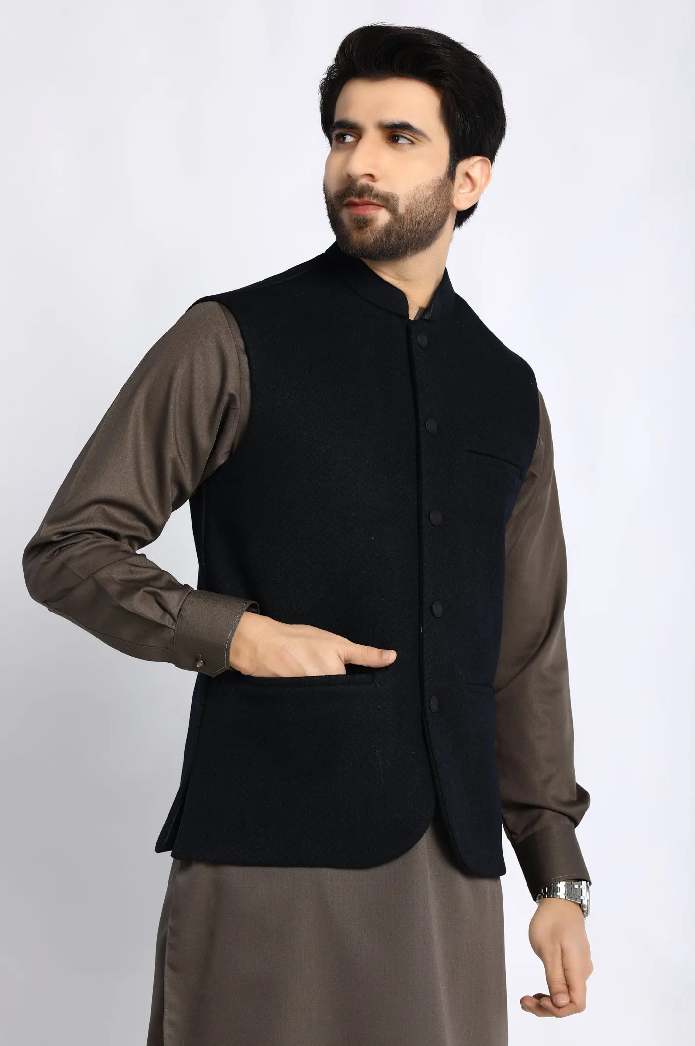Black Woolen Premium Waistcoat