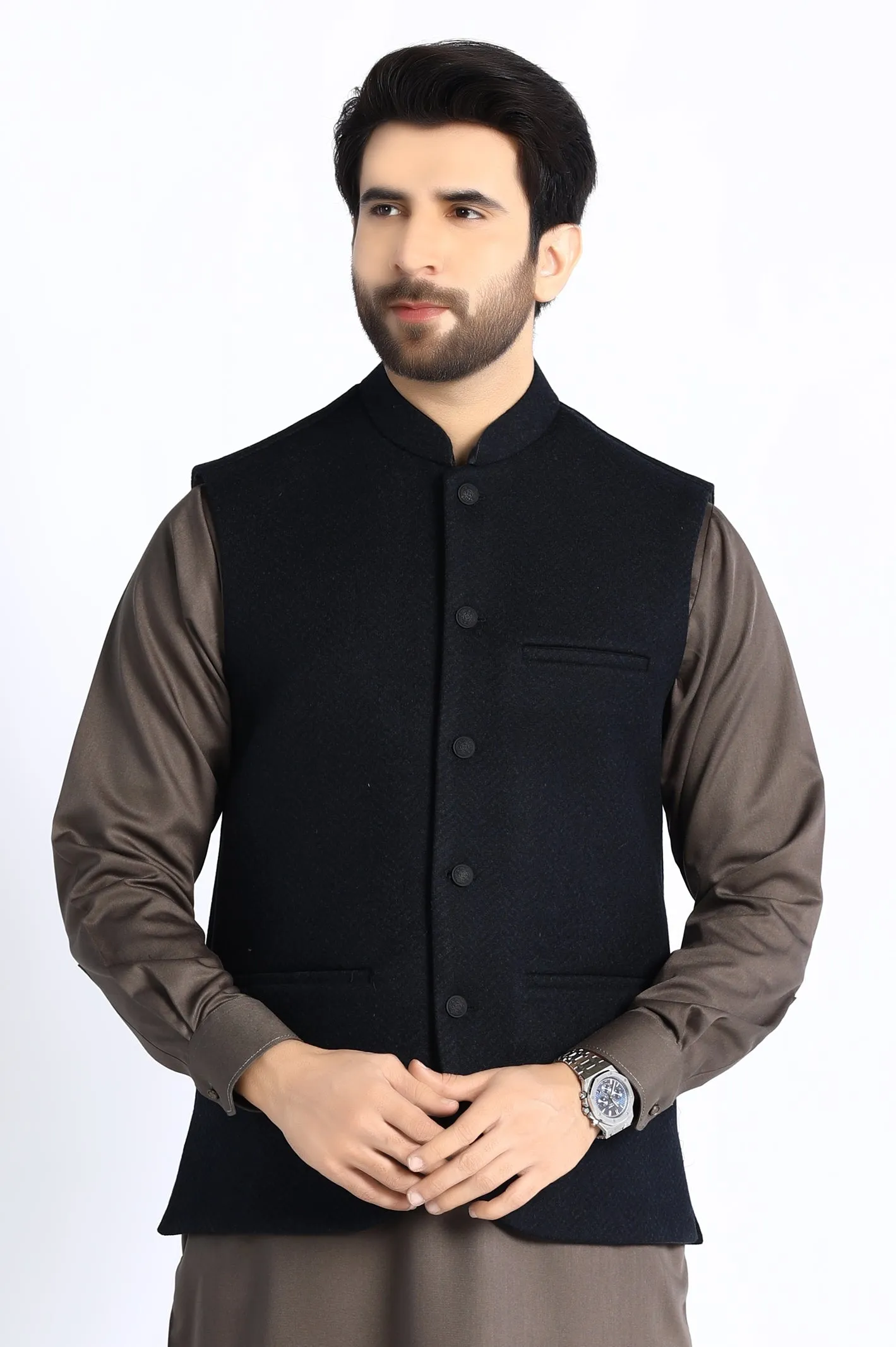 Black Woolen Premium Waistcoat