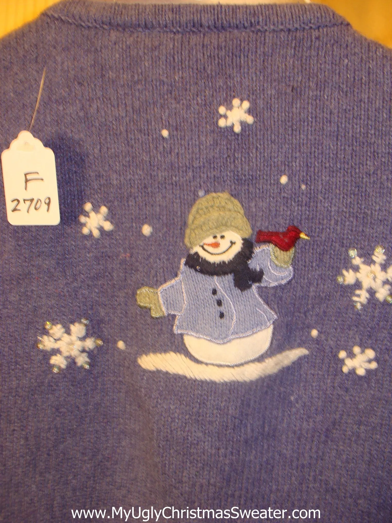 Blue Snowman Themed Cheesy Christmas Jumper Sweater