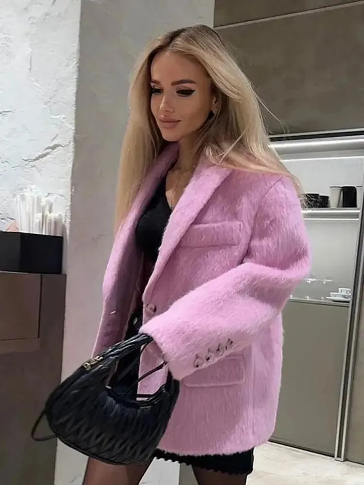 Brushed Woolen Coat