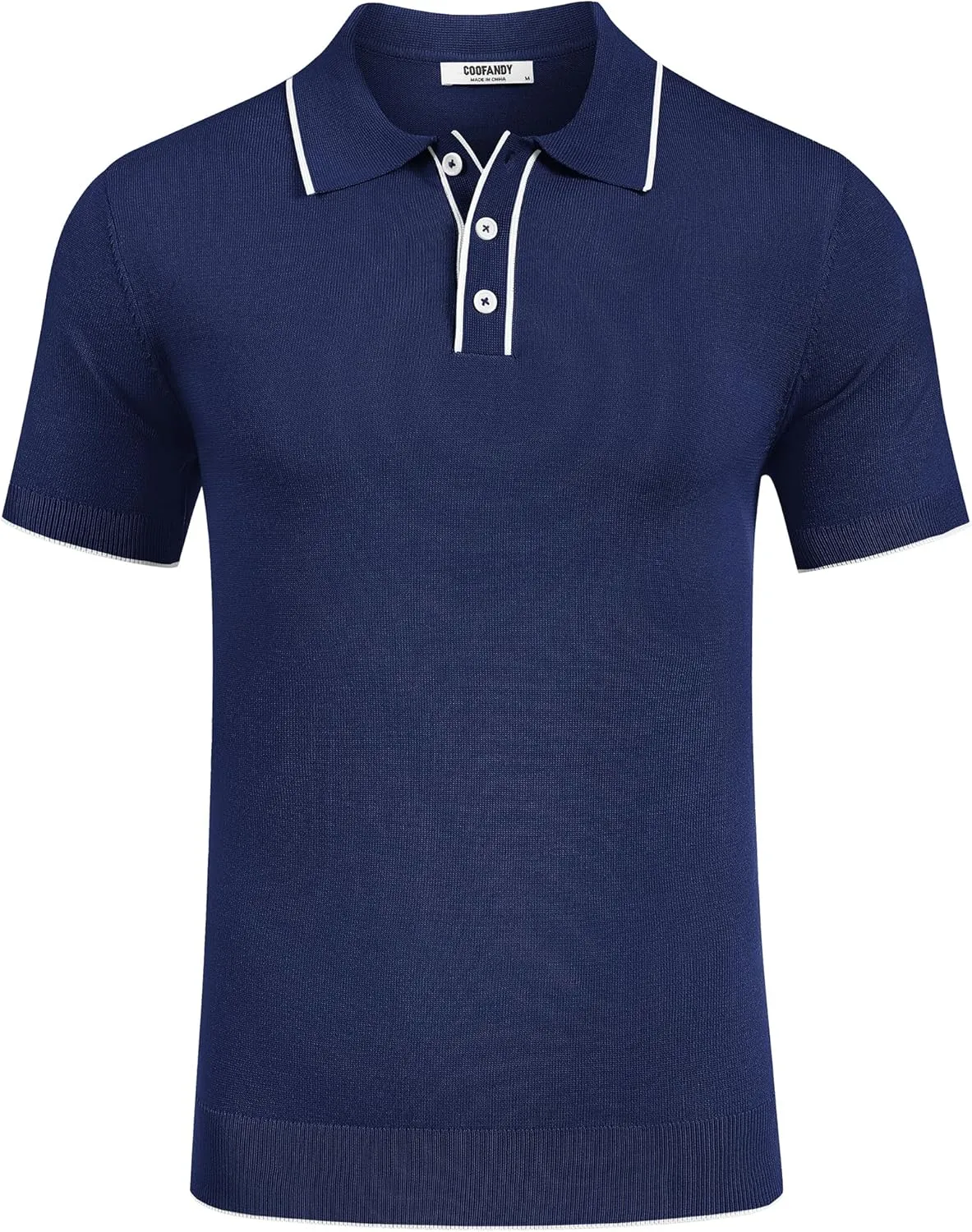 COOFANDY Mens Knit Polo Shirts Short Sleeve Vintage Stretch Polo T Shirts Casual Summer Golf Shirts