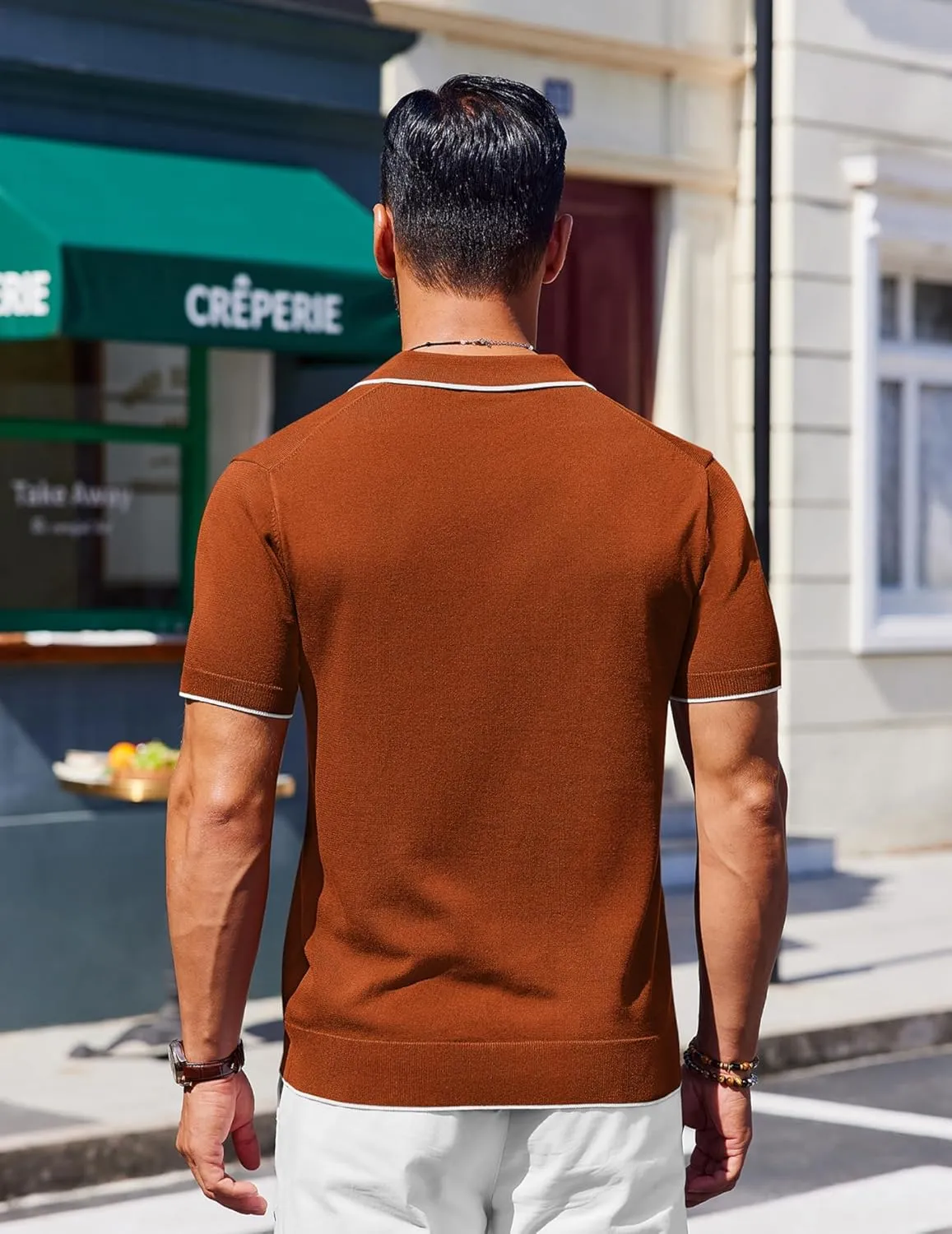 COOFANDY Mens Knit Polo Shirts Short Sleeve Vintage Stretch Polo T Shirts Casual Summer Golf Shirts