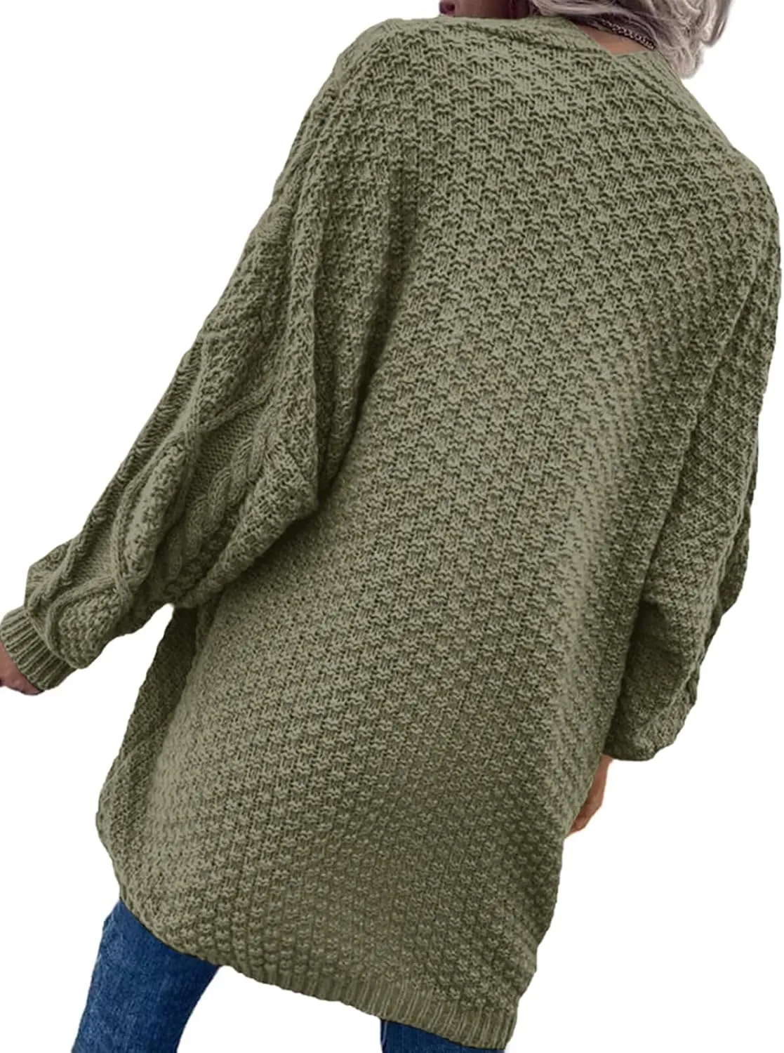 Dyexces Womens Oversized Cardigan Sweaters Open Front Cable Knit Lantern Long Sleeve Chunky Outwear Coats