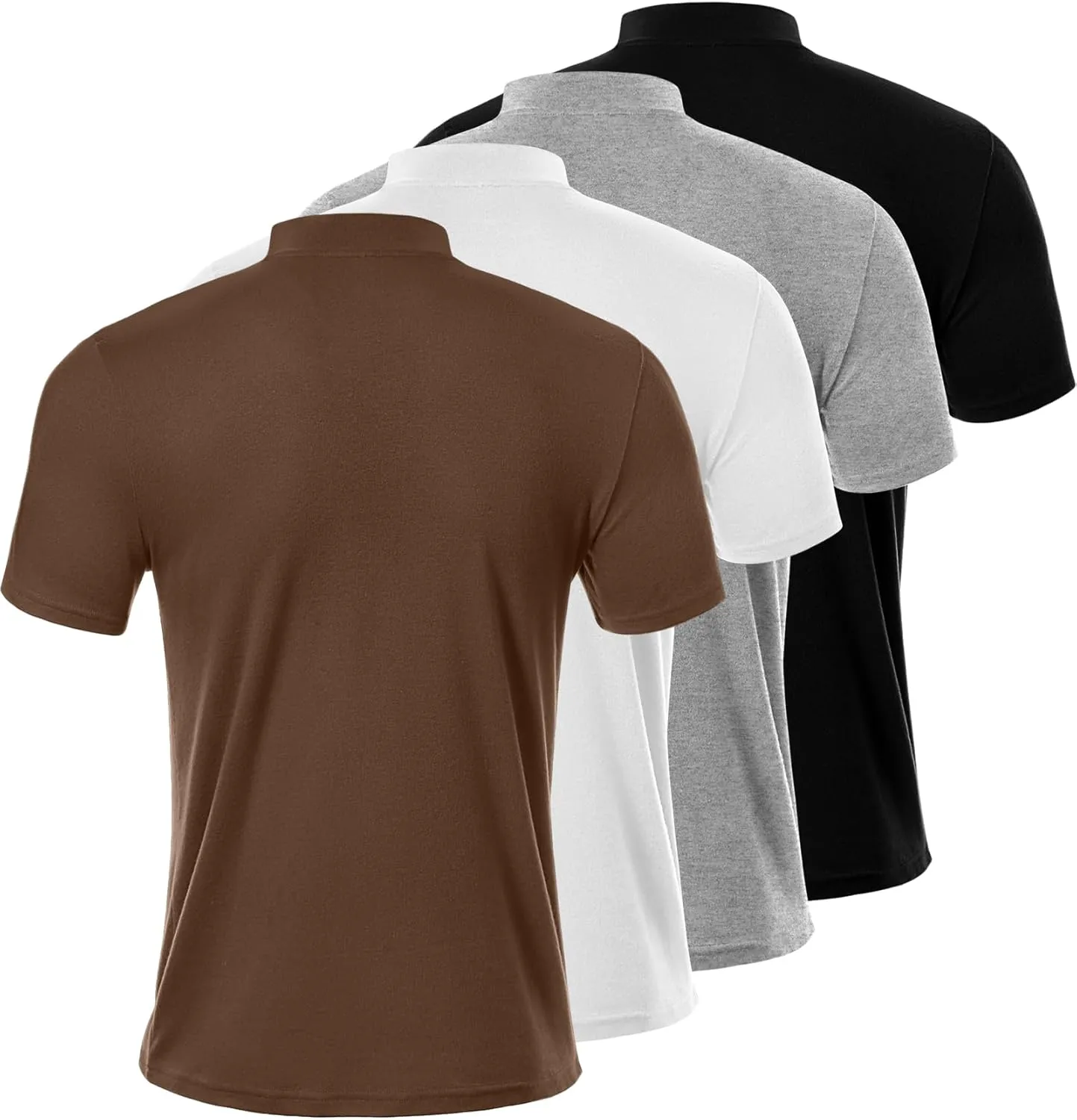Ficerd 4 Pack Men's Mock Neck T Shirts, Short Sleeve Mock Turtleneck Undershirt Pullover Basic Causal Solid Tee Tops for Men