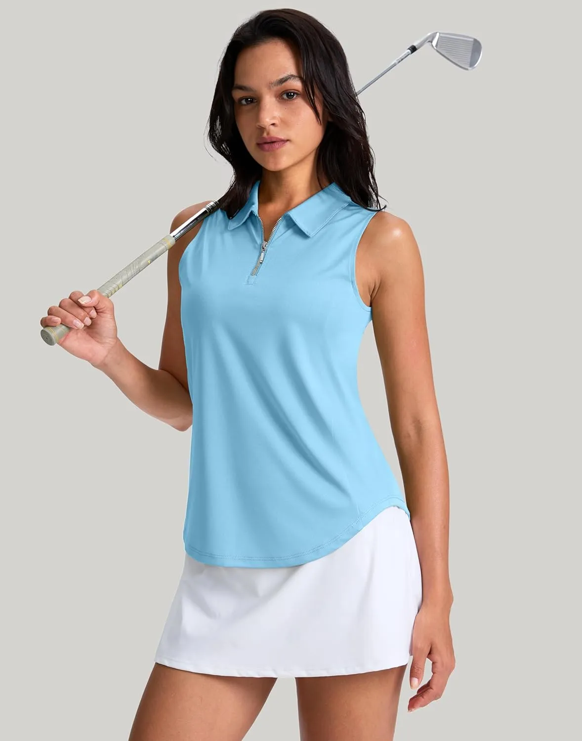 G Gradual Womens Golf Shirt Sleeveless Zip Up Polo Shirts for Women Collared Lightweight Tennis Athletic Tank Top
