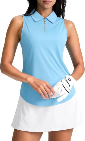 G Gradual Womens Golf Shirt Sleeveless Zip Up Polo Shirts for Women Collared Lightweight Tennis Athletic Tank Top