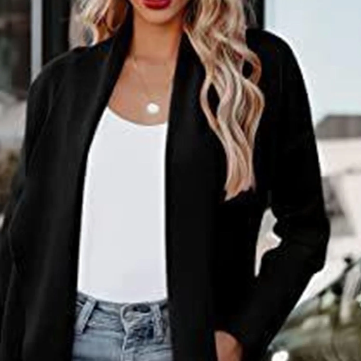Maiyifu-GJ Women's Long Wool Blend Cardigan Sweaters Long Sleeve Lapel Casual Trench Coat Spring Fall Long Jacket Overcoat