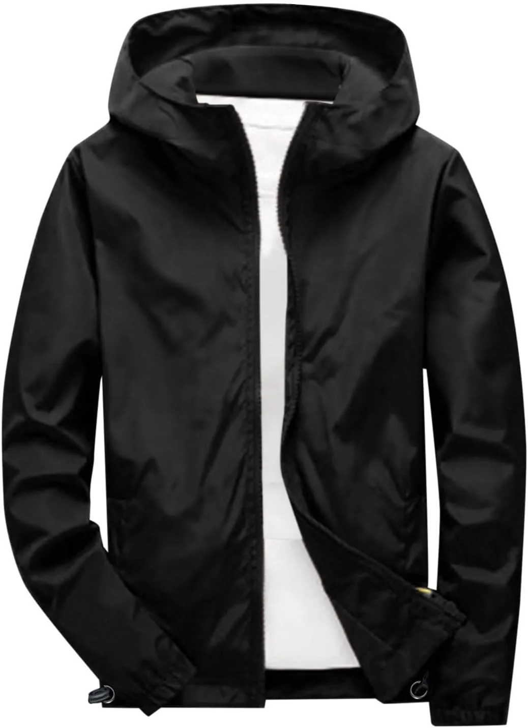 Mens Lightweight Waterproof Jacket Oversize Solid Full Zip Packable Windbreaker Raincoat Hiking Travle Athletic Coat