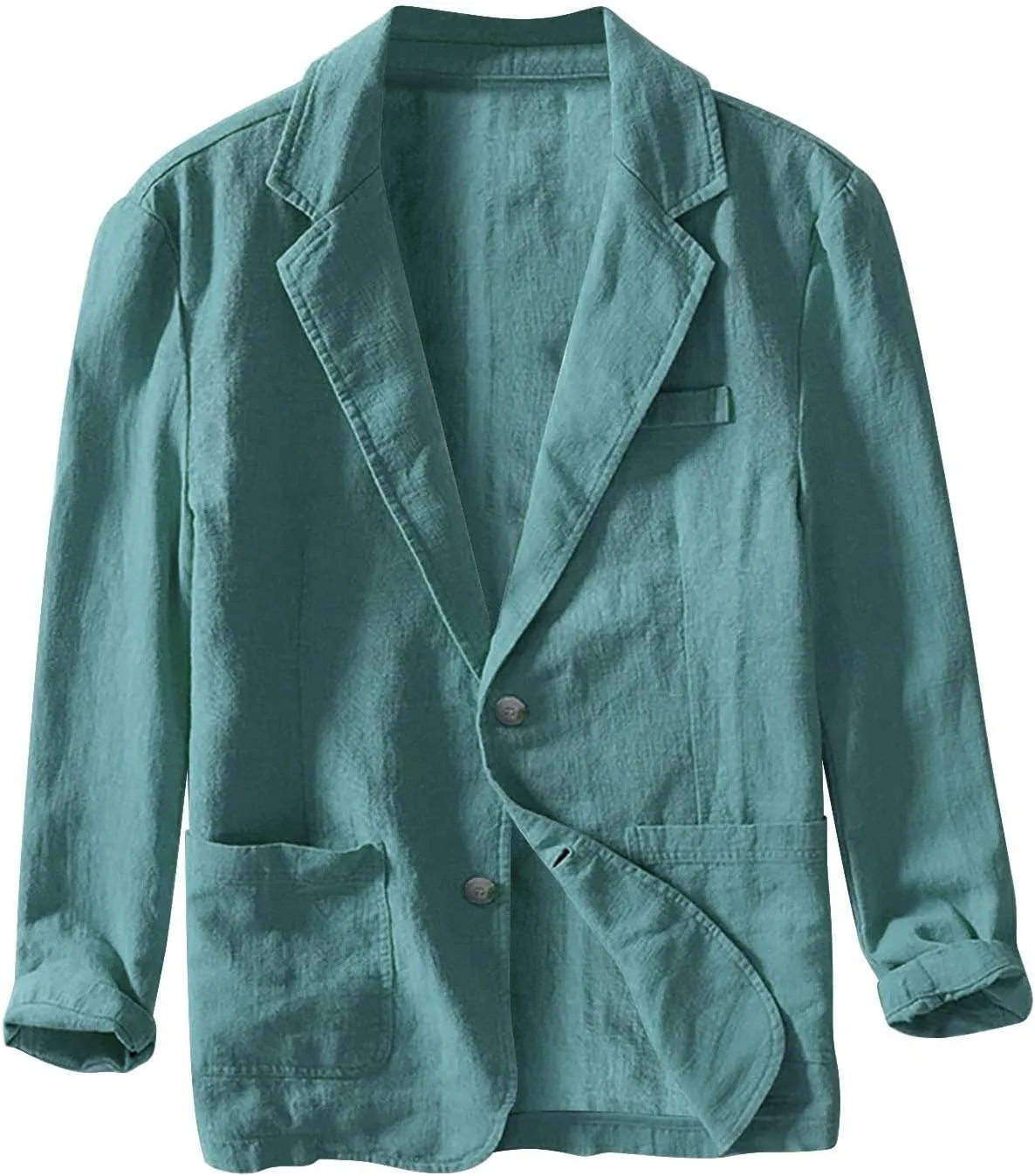 Mens Loose Fit Linen Cotton Casual Blazers Lightweight Button Down Sport Coats Lapel Collar Summer Suit Blazer Jacket