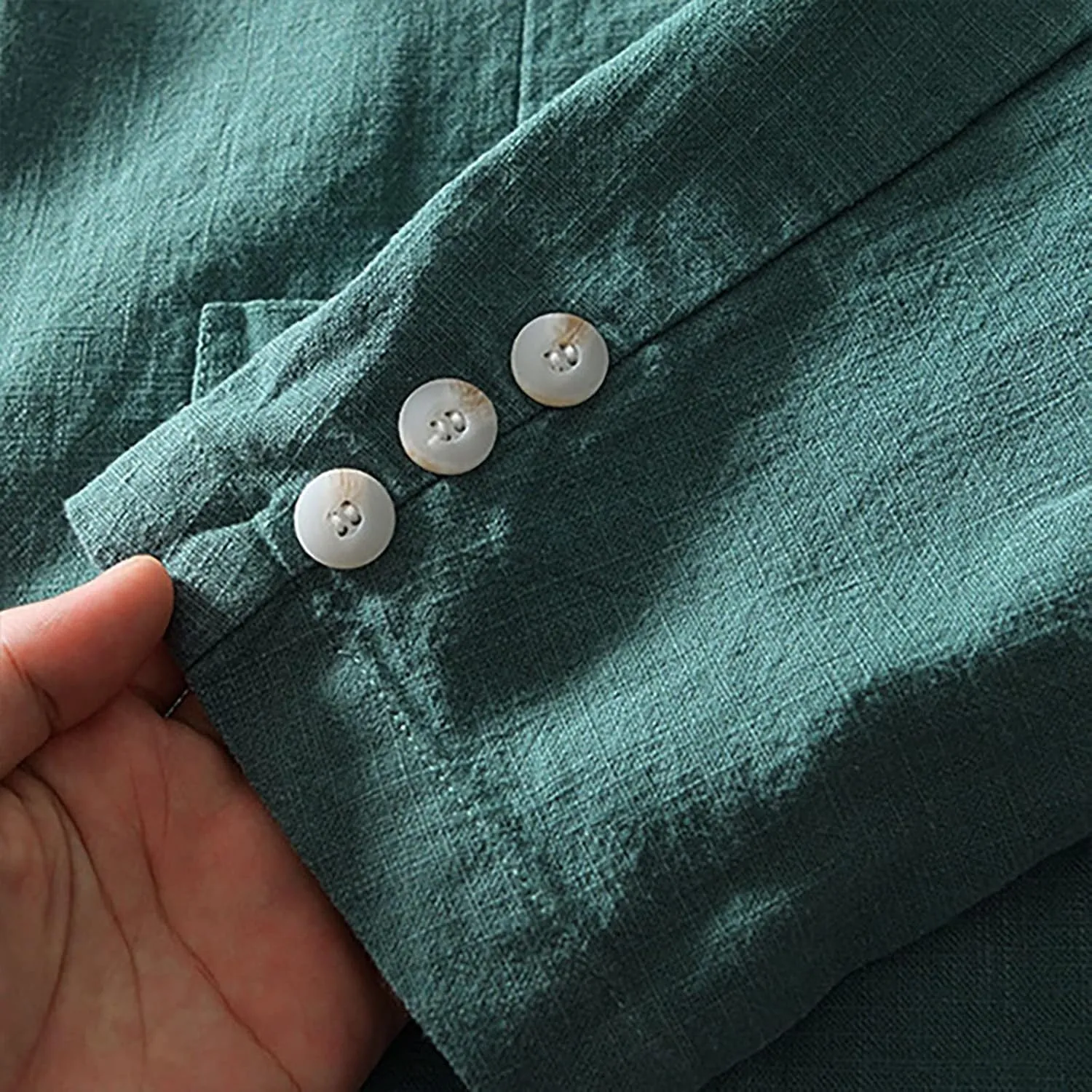 Mens Loose Fit Linen Cotton Casual Blazers Lightweight Button Down Sport Coats Lapel Collar Summer Suit Blazer Jacket