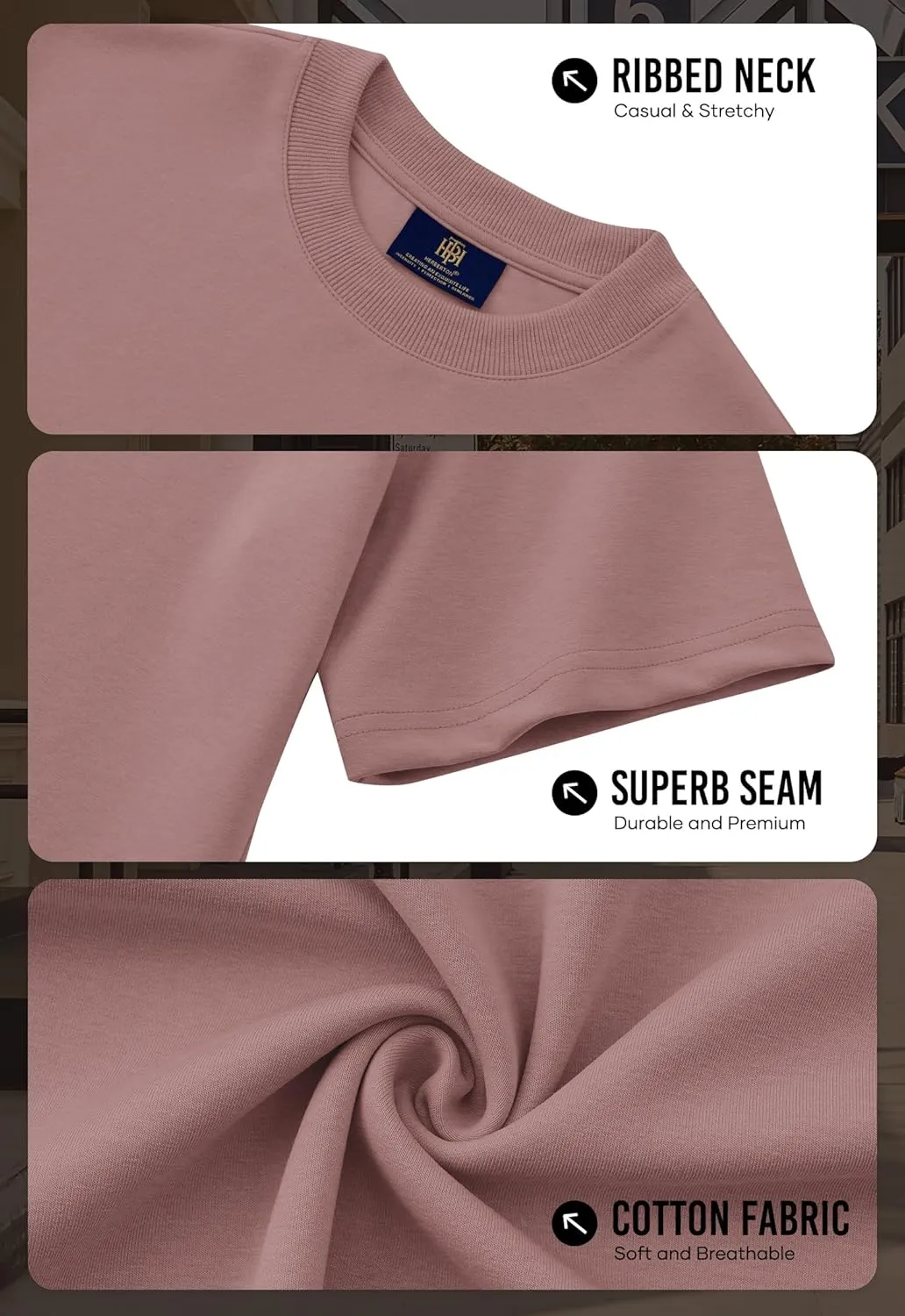 Mens Oversized T-Shirts Heavyweight Cotton Crew Neck Stretch Fashion Summer Thick Tee Tops (S-XXL)