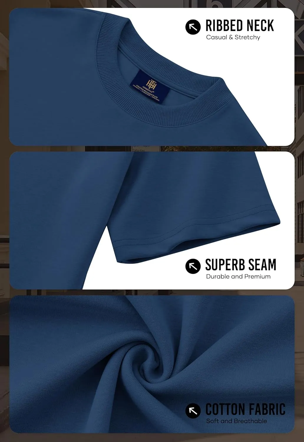 Mens Oversized T-Shirts Heavyweight Cotton Crew Neck Stretch Fashion Summer Thick Tee Tops (S-XXL)