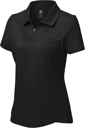 MoFiz Womens Zip up Golf Polo Shirt Short Sleeve Workout Golf Top Moisture Wicking Lightweight Tennis Shirts
