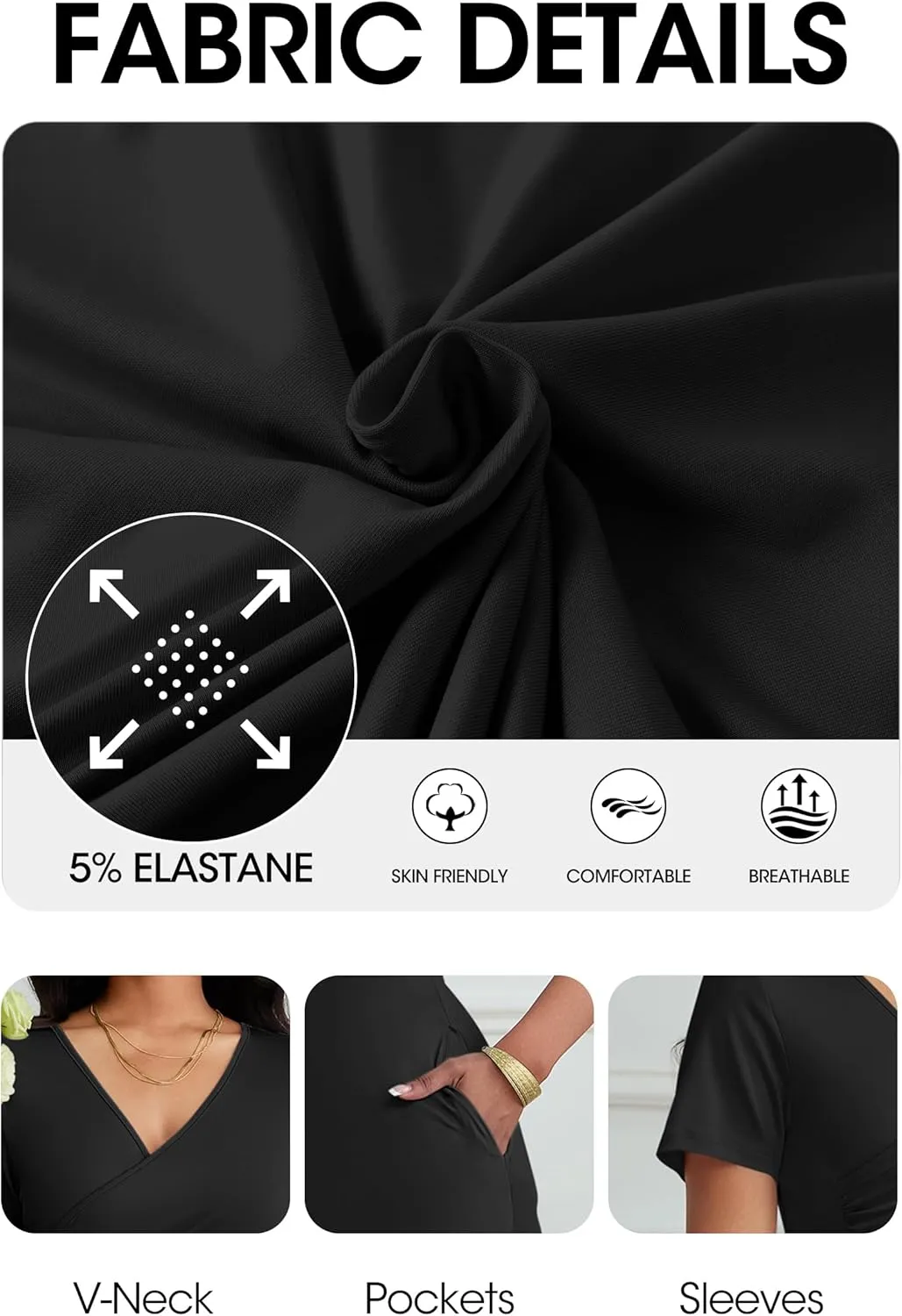 Nmoder Casual Wrap Midi Dresses for Women Wedding Guest Cocktail Tea A-Line Swing Dresses V Neck Short Sleeve with Pockets