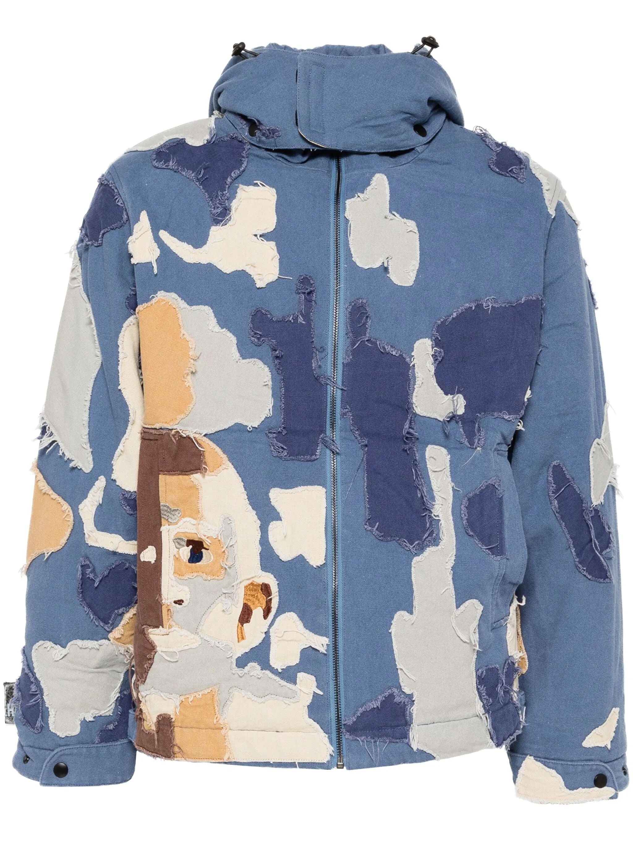 Patchwork Canvas Zip-Up Jacket