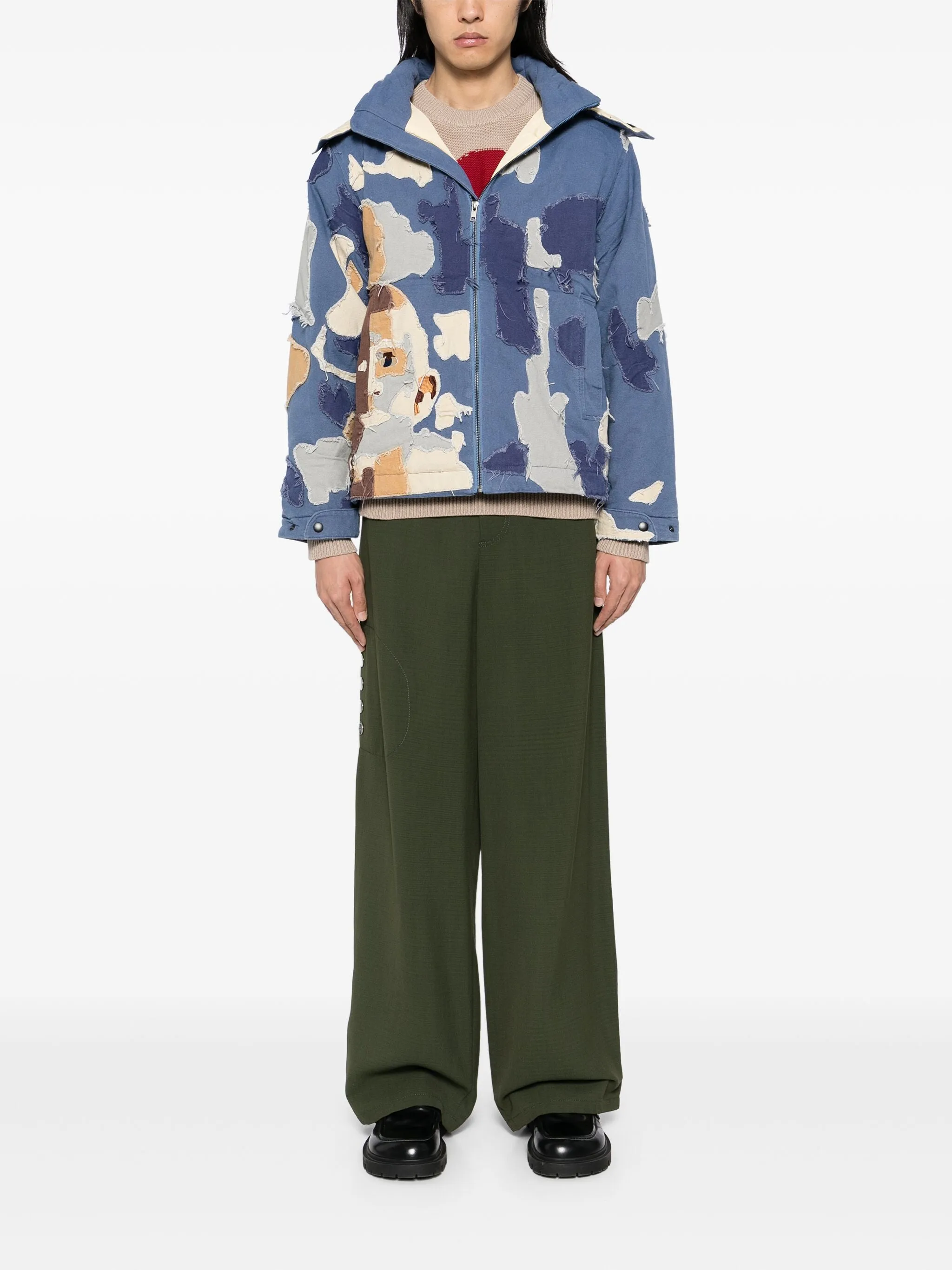 Patchwork Canvas Zip-Up Jacket