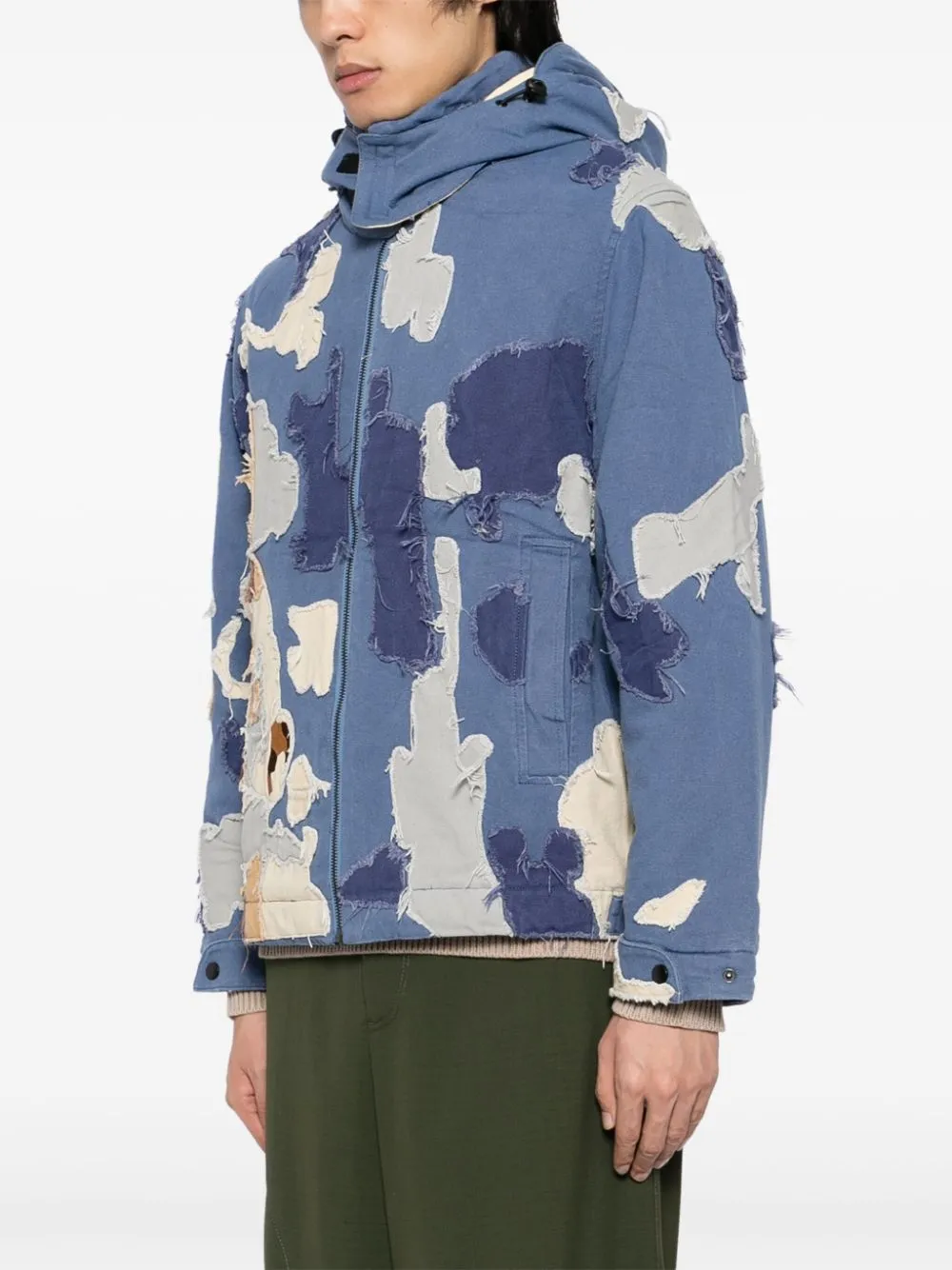 Patchwork Canvas Zip-Up Jacket
