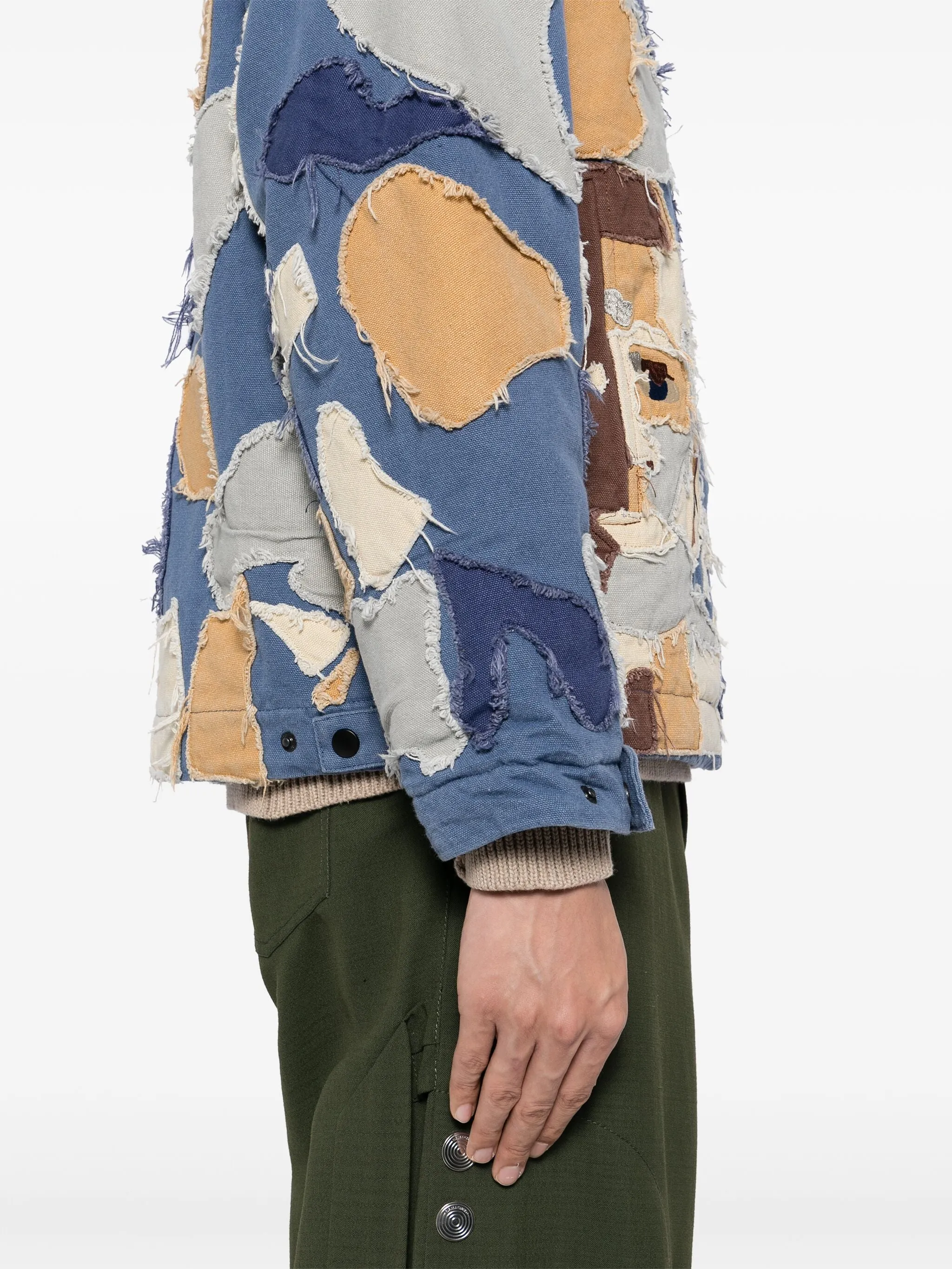 Patchwork Canvas Zip-Up Jacket