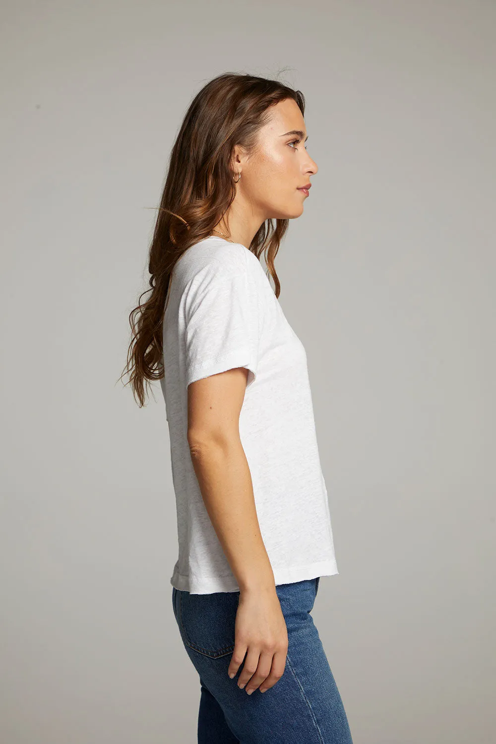 Sunshine White Scoop Neck Tee
