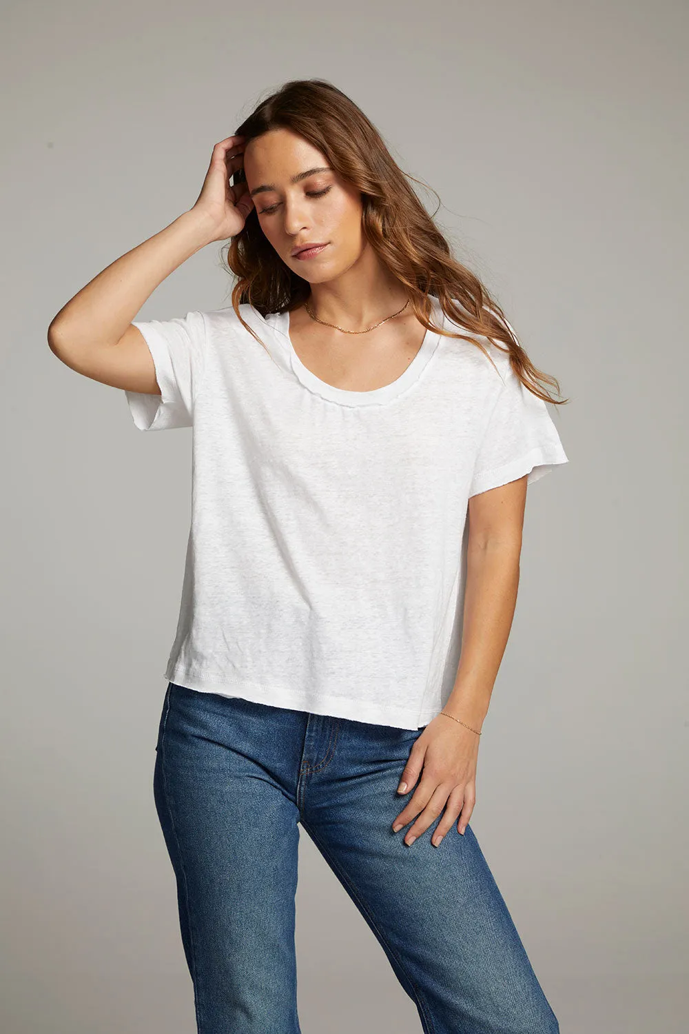 Sunshine White Scoop Neck Tee