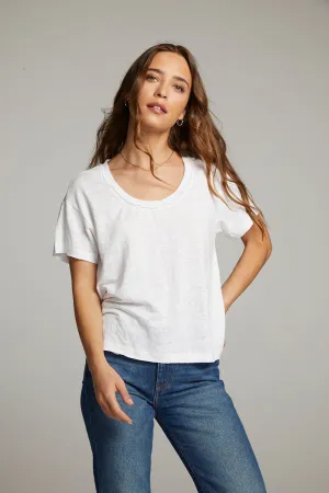 Sunshine White Scoop Neck Tee