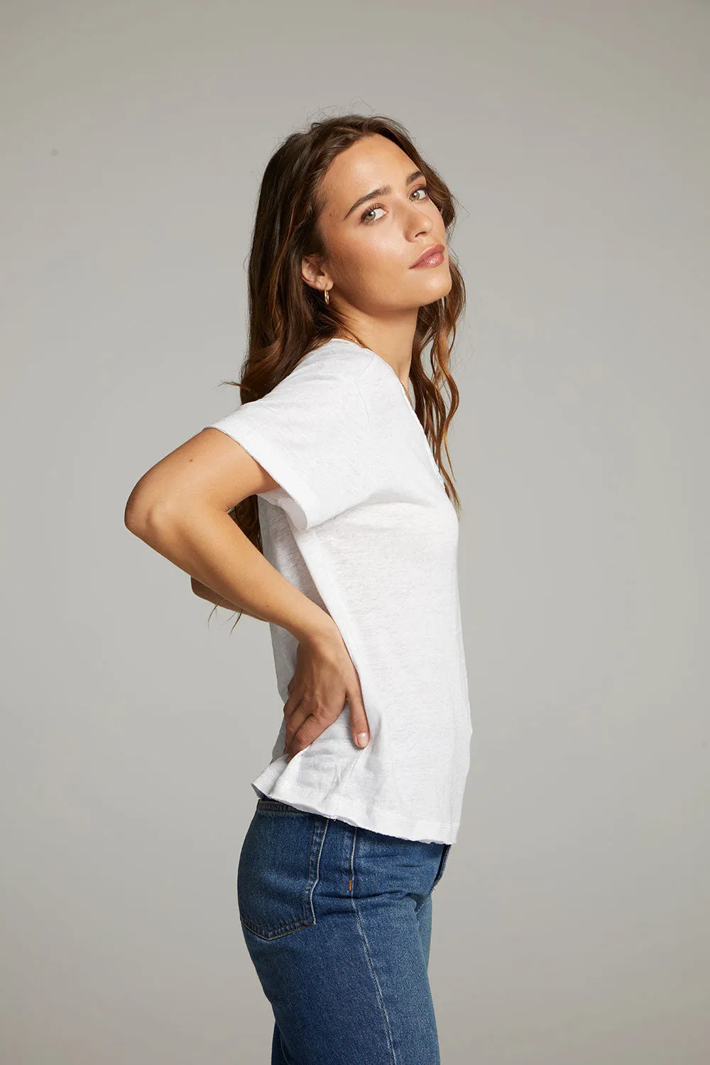 Sunshine White Scoop Neck Tee