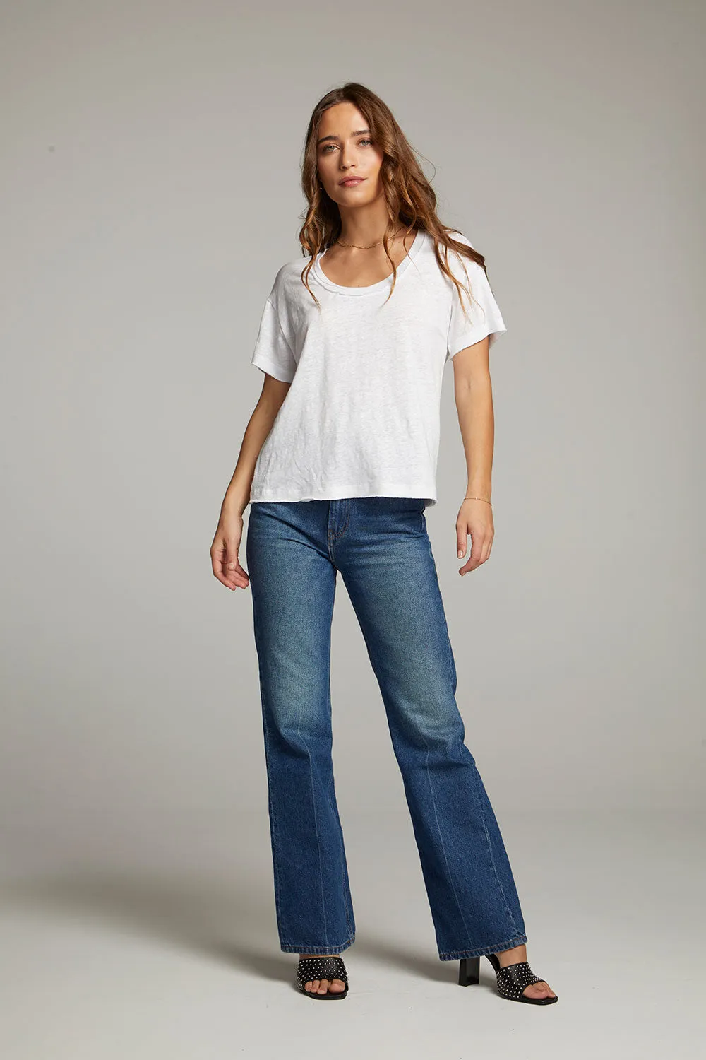 Sunshine White Scoop Neck Tee
