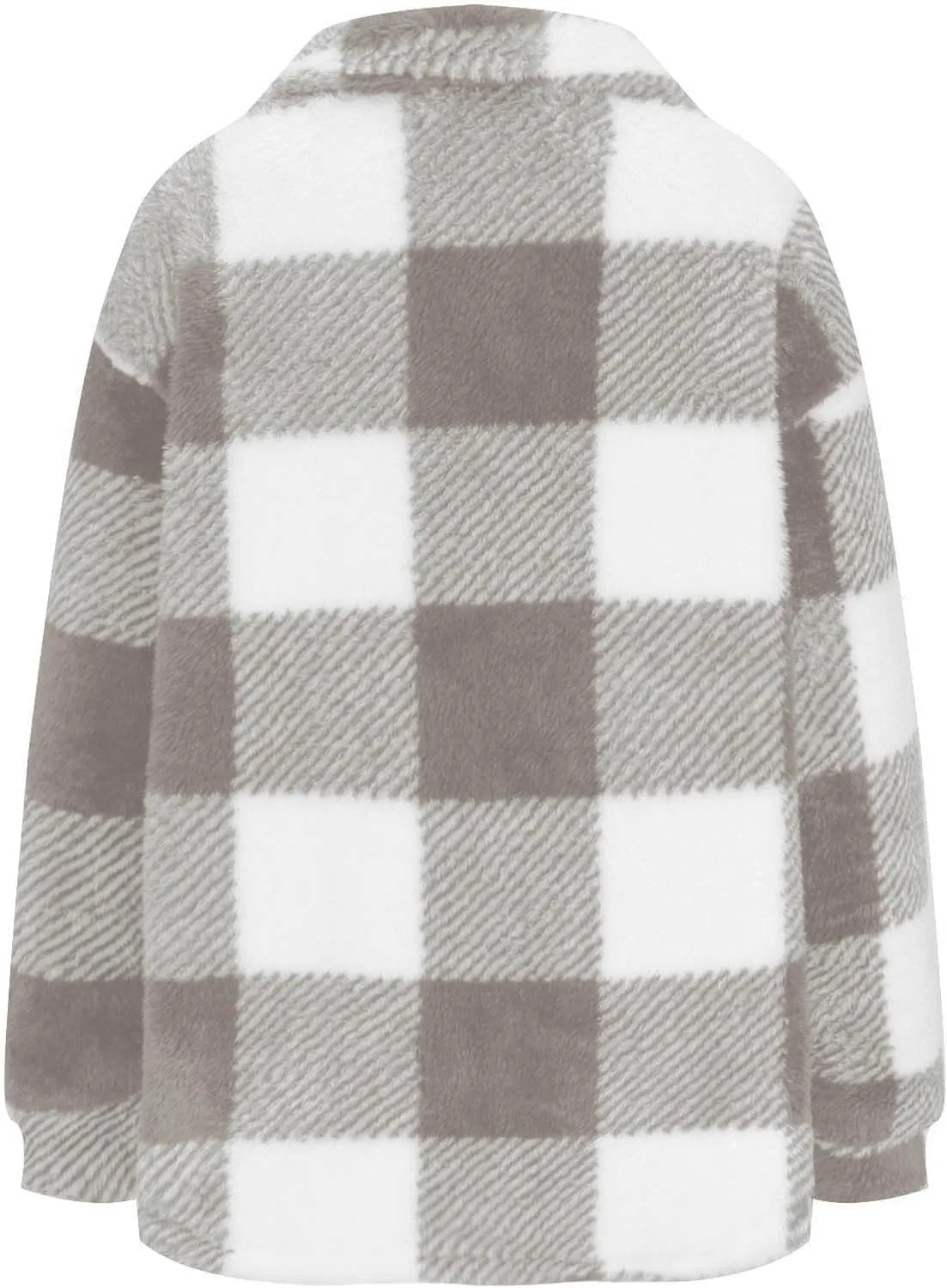 TWGONE Womens Plaid Shacket Jacket Fleece Lapel Button Down Jackets Casual Long Sleeve Flannel Coats Winter Warm Clothes